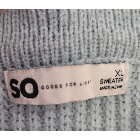 So Women's Striped Collared Sweater Gray / Cream Size XL Super Soft #14 - Picture 4 of 5